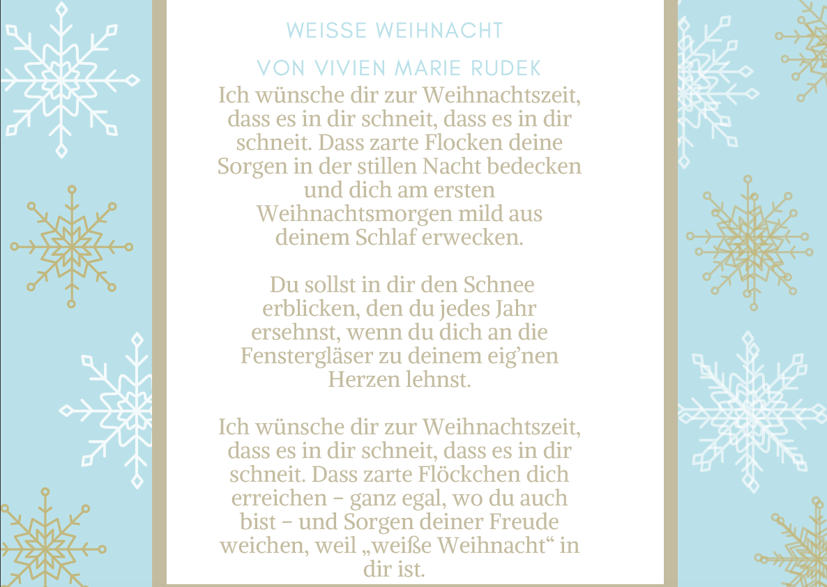 Weihnachtsgedicht von Vivien Marie Rudek 40-something